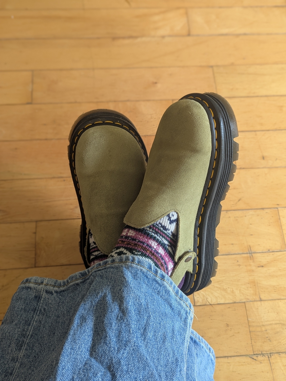 Dr. Martens Green Zebzag Mules